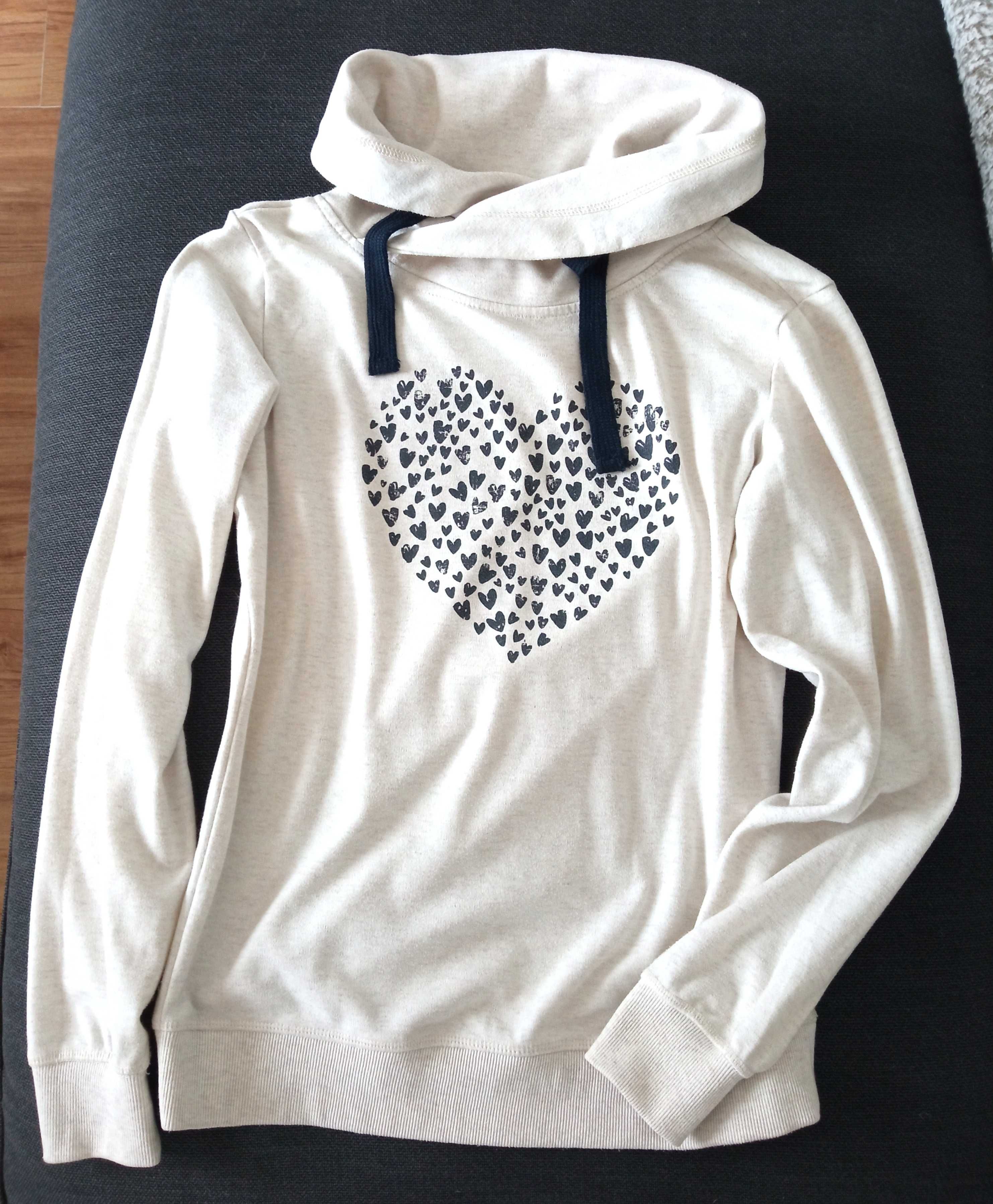 Bluza damska z sercem r. XS kremowa / jasny beż