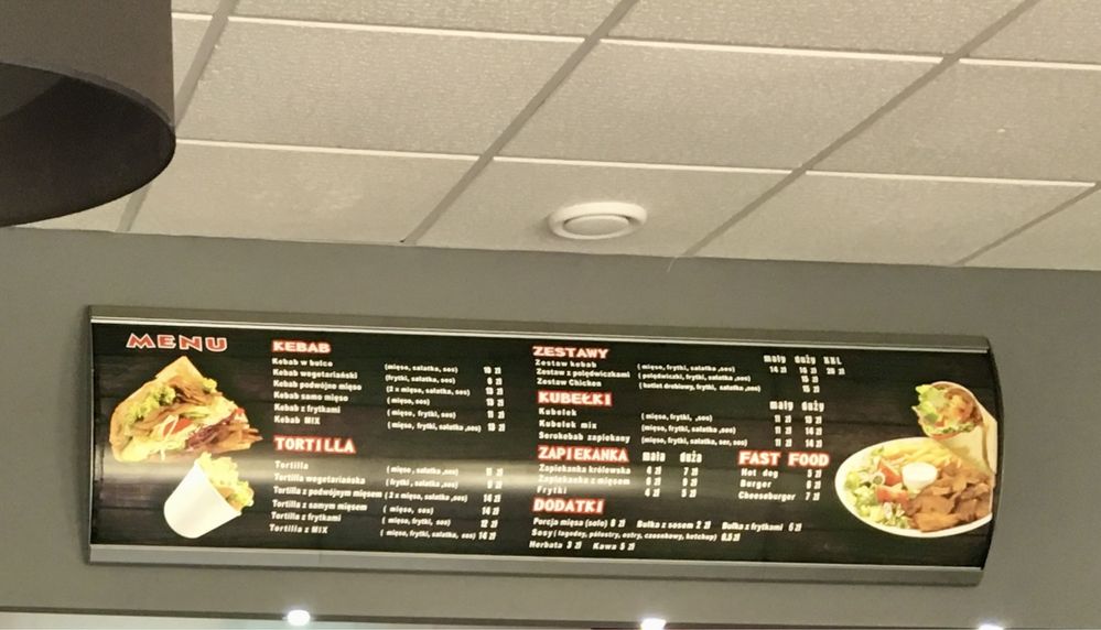 Menuboard menu panel podswietlany