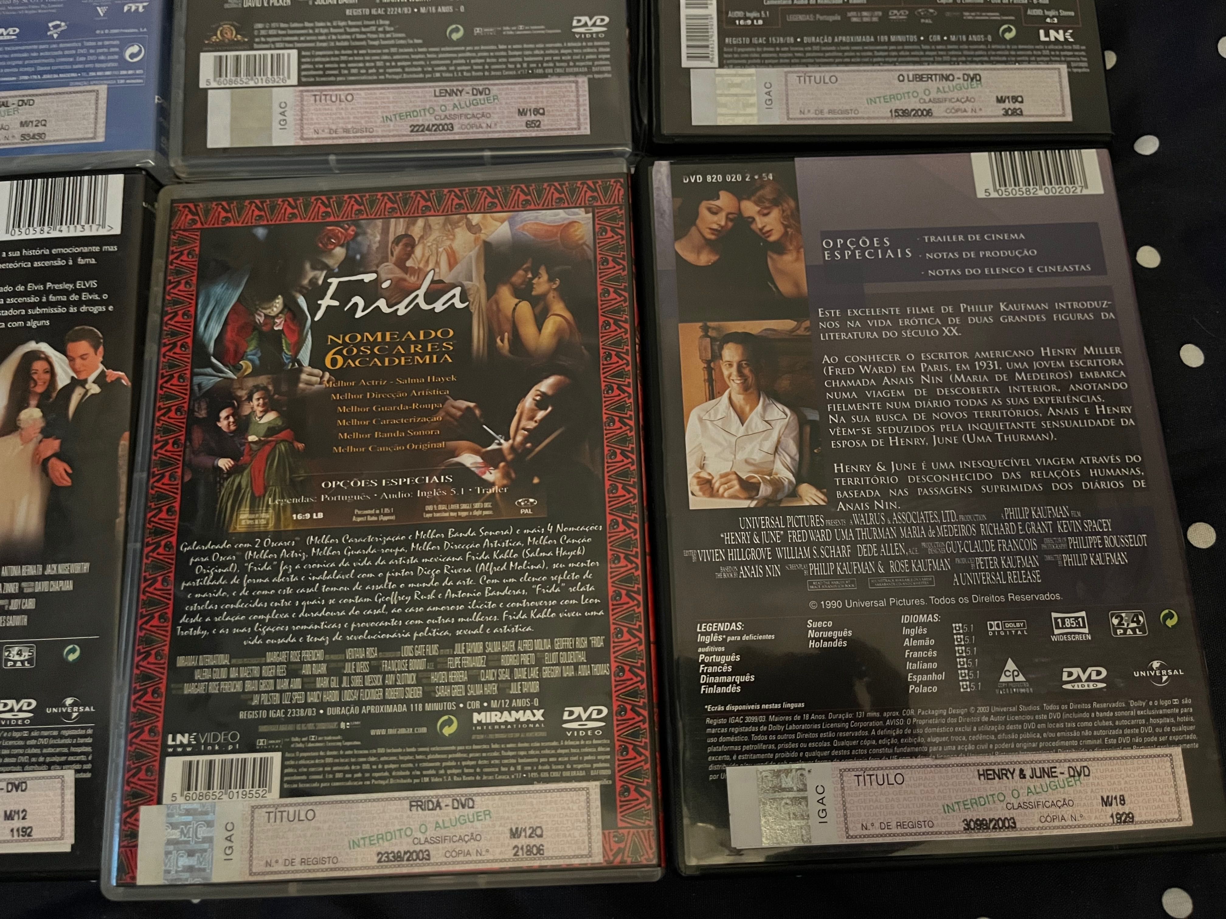 Lote 7xDVDs Frida, Elvis, Bobby, Lenny, Henry & June, Libertino