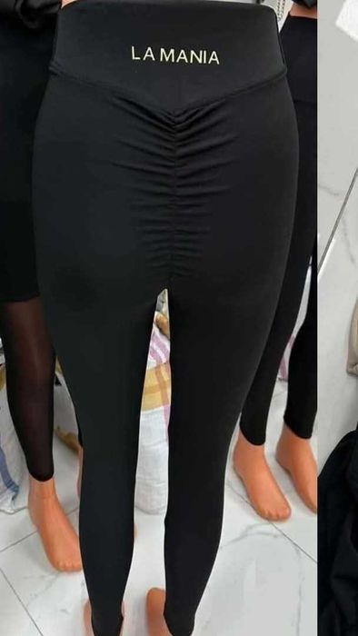 Legginsy z napisem La Mania rozmiar od S do XL czarne