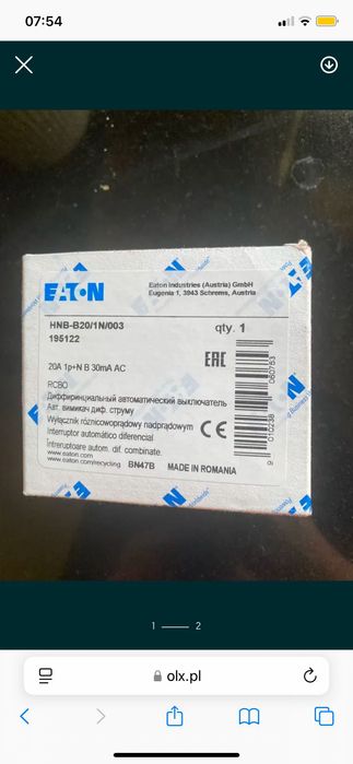 Eaton wyłącznik różnicowo prądowy C16