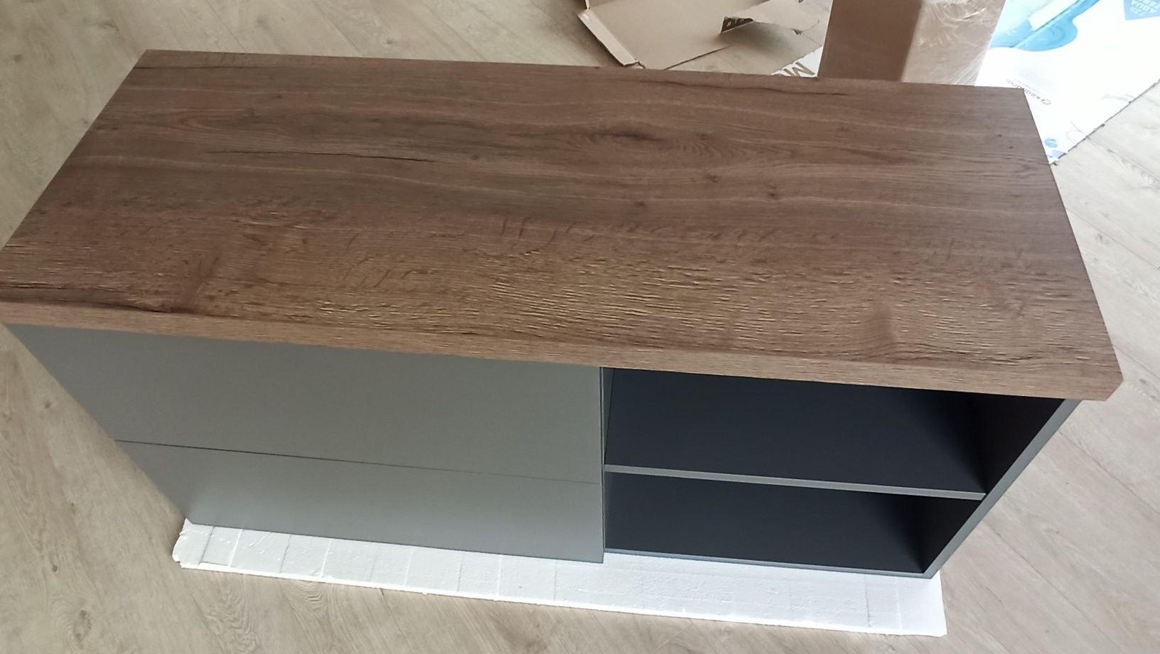 Nowa Szafka pod umywalkę wisząca 120x45 antracyt i blat Halifax tabak