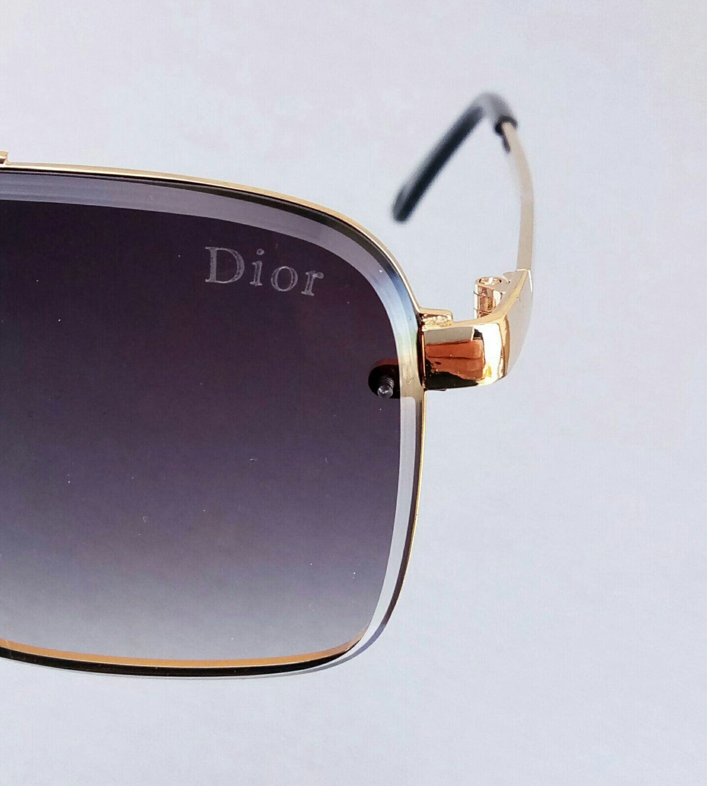 Мужские очки известного бренда серо фиолетовые в золоте