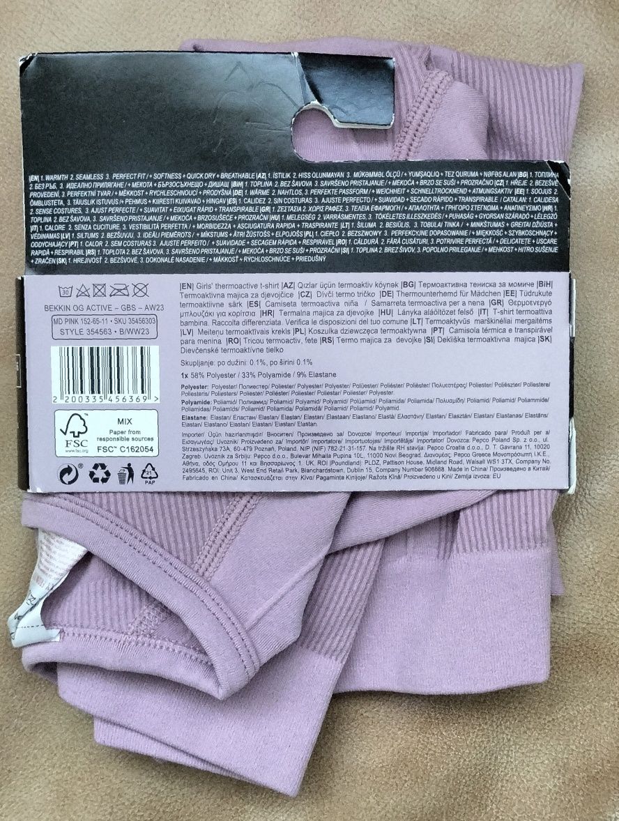 Koszulka / bluzka termoaktywna Bekkin - różowa , rozmiar 110/116