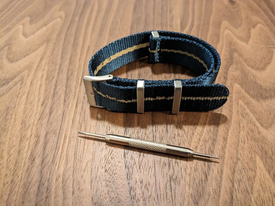 Bracelete NATO - azul khaki - 20 mm - nova