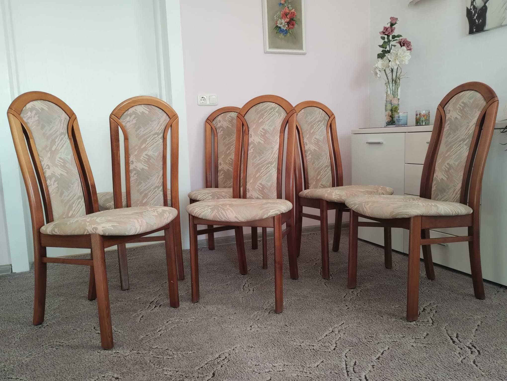 Krzesła Zestaw 6x krzesło drewniane tapicerowane solidne jak nowe