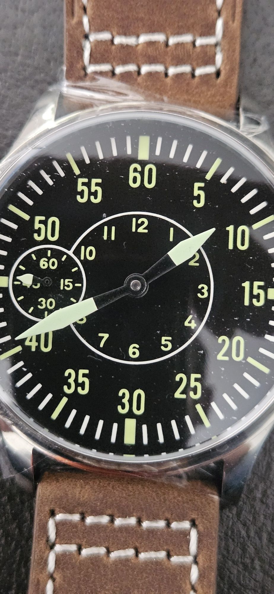 Nowy, męski zegarek mechaniczny typu flieger.