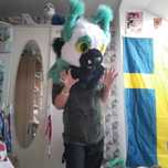 Furry fursuit dino mask premade