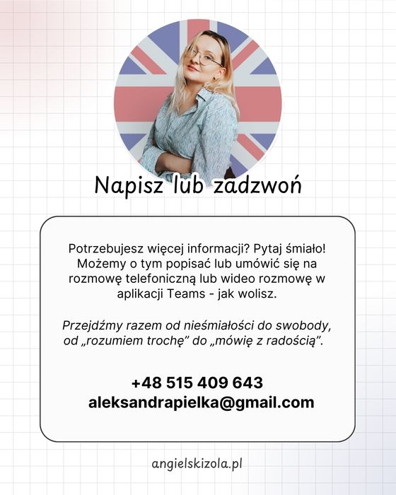 Zajęcia konwersacyjne z języka angielskiego dla dorosłych 60zł/45minut