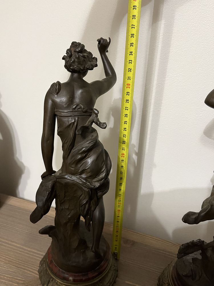 Figury rzeźby odlew sygnowane Ferrand cyna antyk XIX w Francja