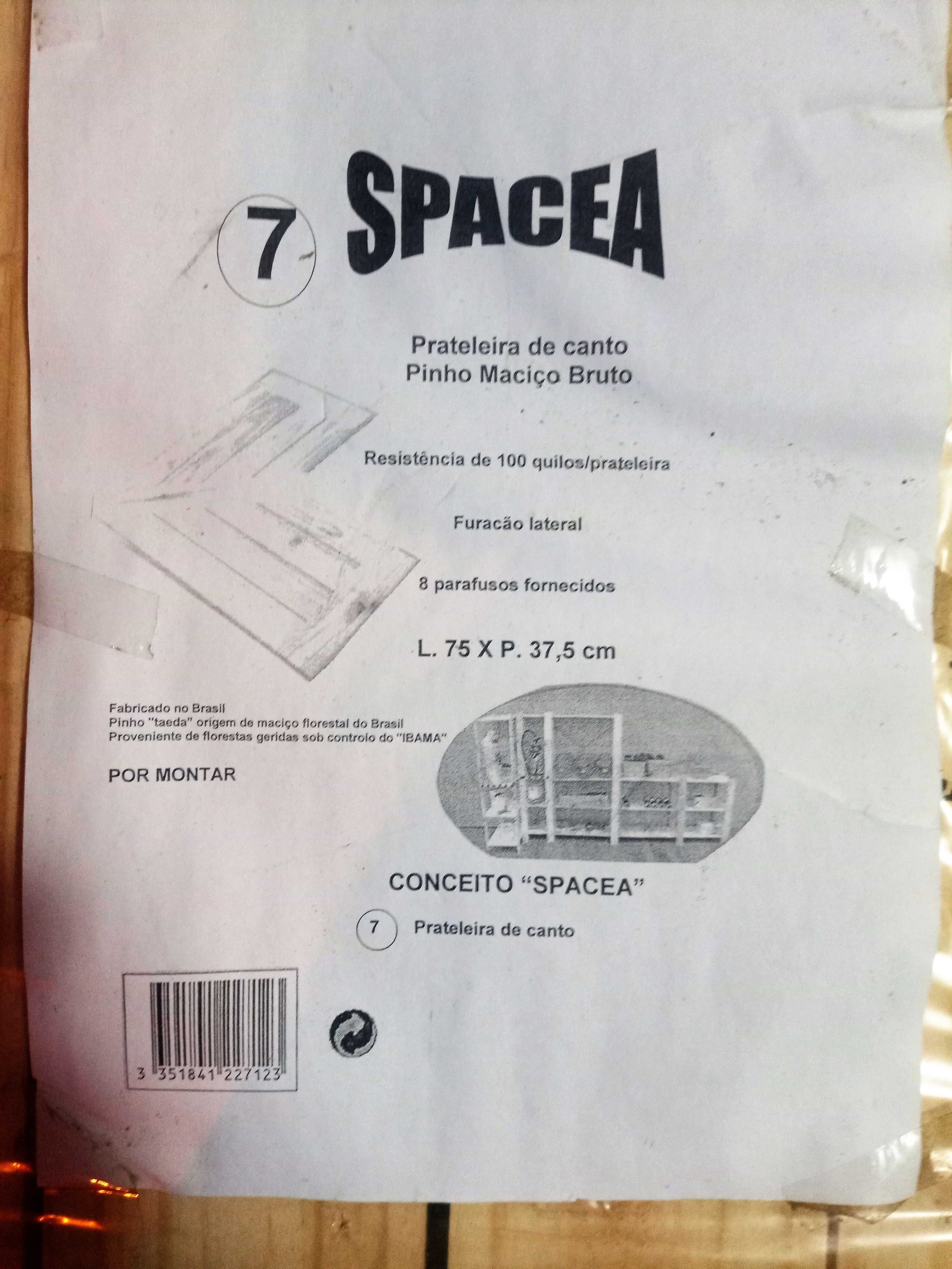 4 Prateleiras de canto SPACEA 75X37.5 cm em madeira pinho maciço NOVAS