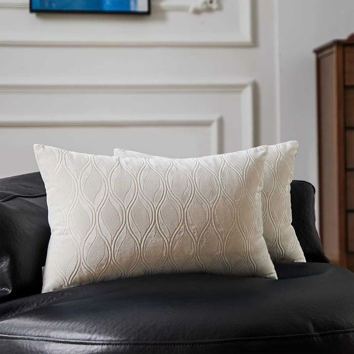 Topfinel poszewki dekoracyjne, aksamitne 40 x 80cm, 2 szt, kremowe