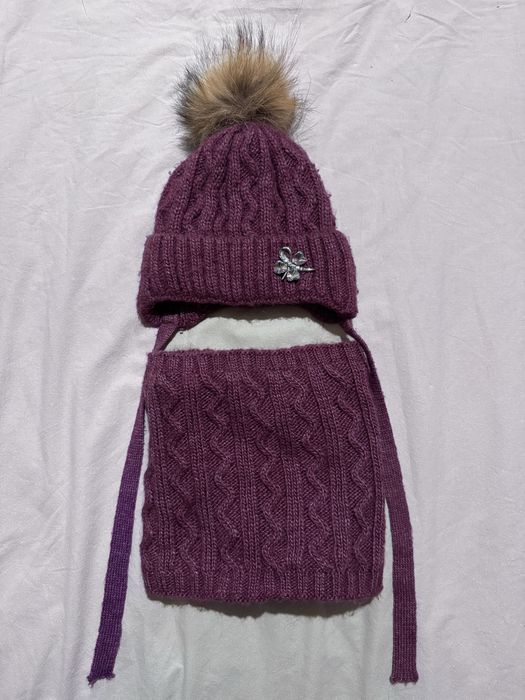 Зимова шапка хомут на дівчинку  комплект