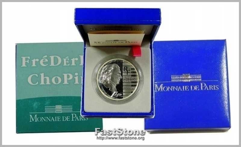 FRYDERYK CHOPIN „195 rocznica urodzin” Wyjątkowa srebrna moneta .
