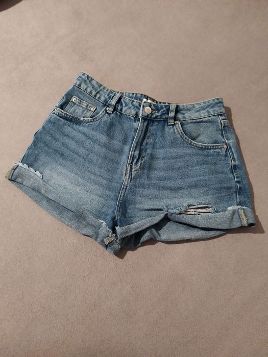 Szorty 36, krótkie spodenki jeansowe, wysoki stan