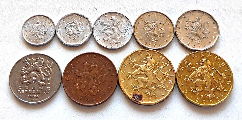 Набор монет Чехии (геллеры, кроны), 9 шт