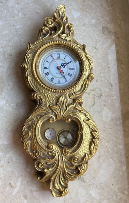 Zegar barometer ścienny barokowy