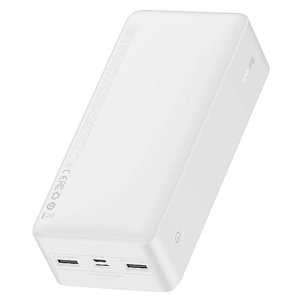 Baseus Bipow powerbank z wyświetlaczem 30000mAh 15W biały (Overseas Ed