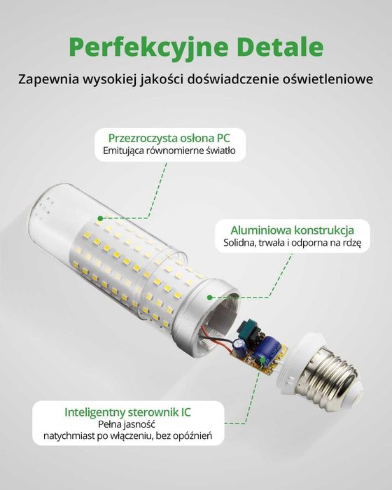 Zestaw 3 × HOMEOW E27 LED 25 W (2500 lm), 6000 K – oszczędność energii