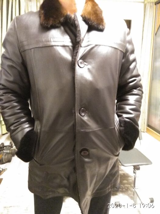 Кожаная мужская дублёнка