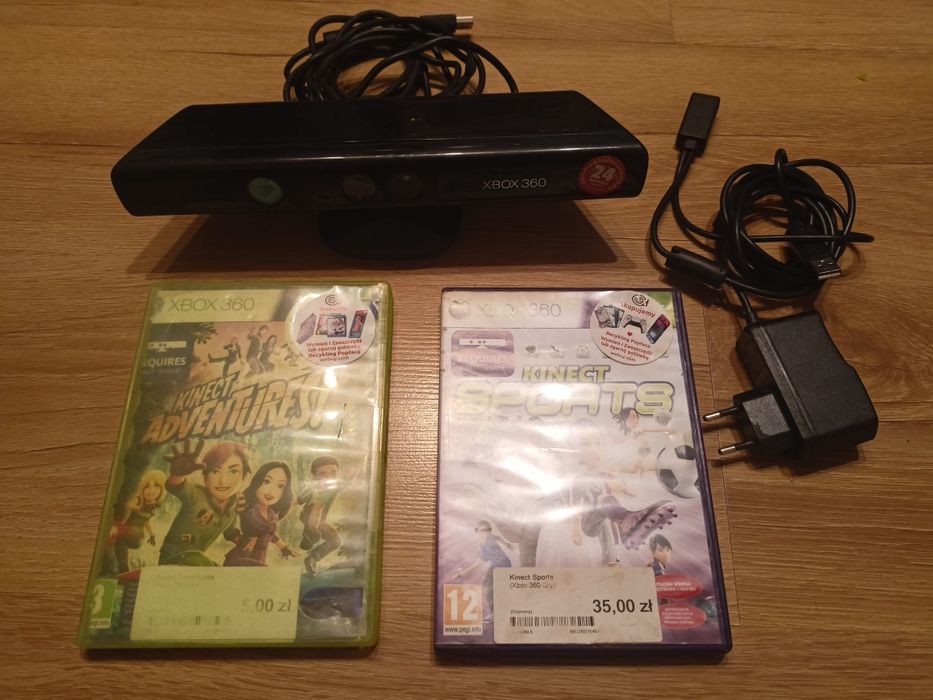 Kinect Xbox 360 + kabel do FAT + gra