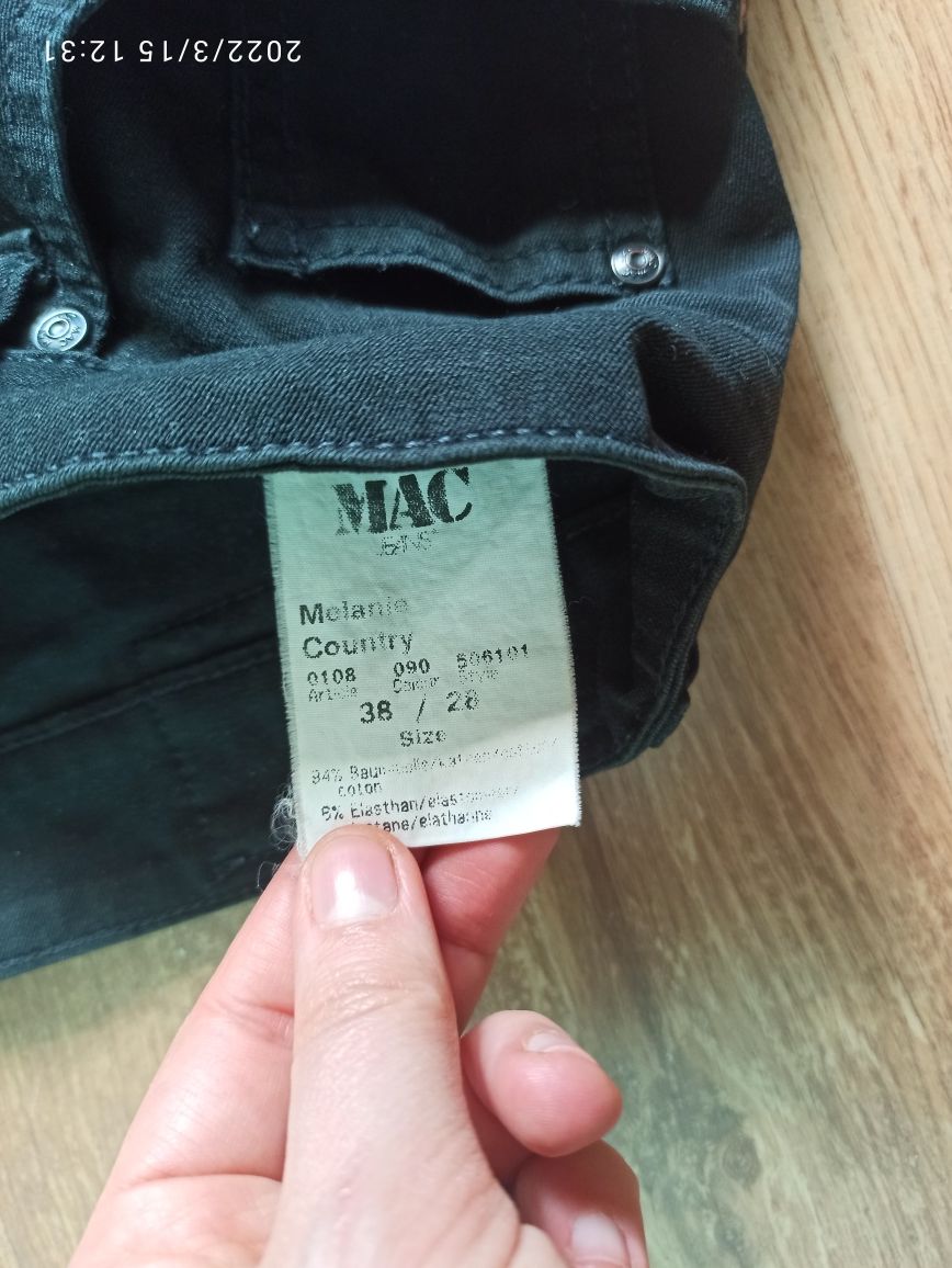 Czarne Spodnie Firmy MAC Szerokie Nogawki Rozmiar M