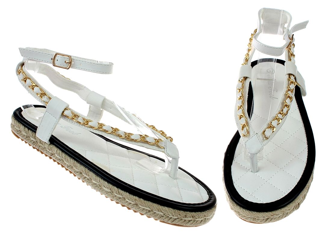 Sandały Japonki Espadryle Ozdobne Paski Sandałki 6425 Roz. 36
