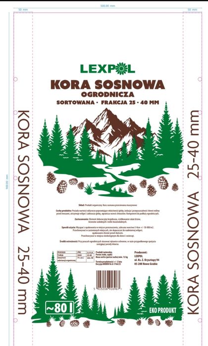 Kora sosnowa sortowana średnia 25-40mm/80l