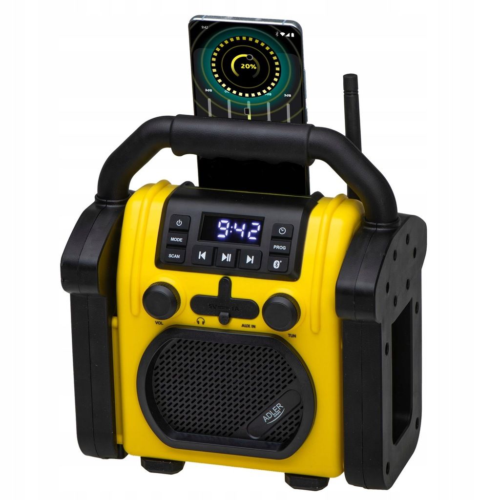 Radio Przenośne Budowlane Bluetooth FM AUX