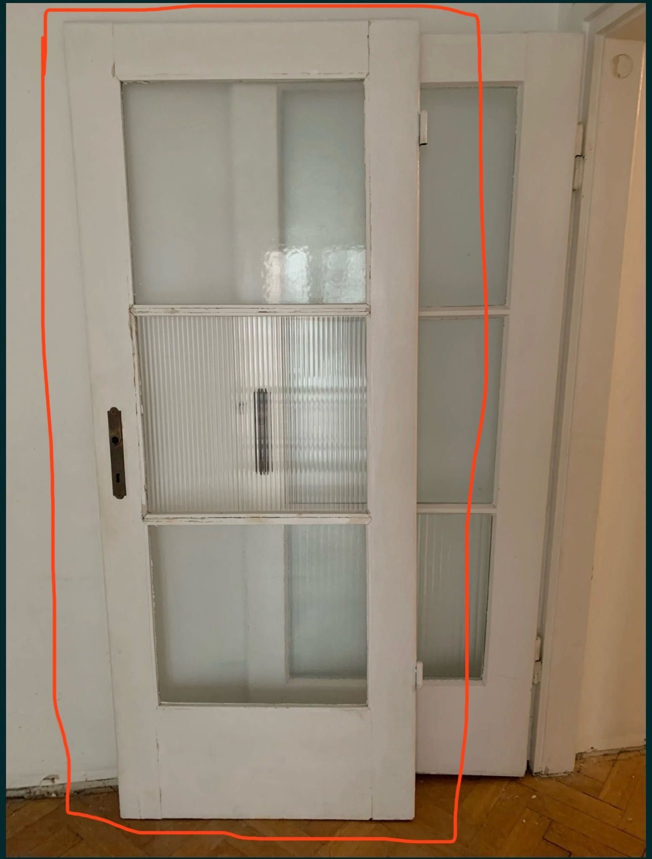 stare drzwi drewniane  80 oszklone z kamienicy proste PRAWE.