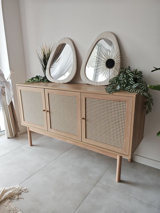 Komoda HALMSTAD Kredens HALMSTAD 3 drzwi kolor ciepły dąb  jysk