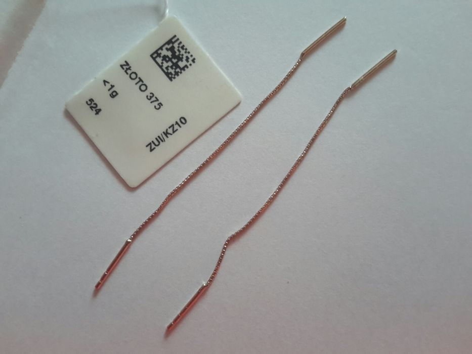 Złote kolczyki łańcuszki złoto próba 375 firmowe w.kruk okazja tanio