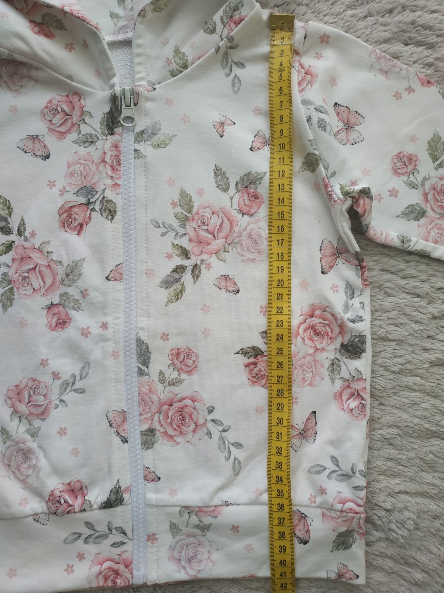 Nowa bluza/suwak/kaptur/biała/kwiaty/motyle/jak newbie/Haydi/r.98/104