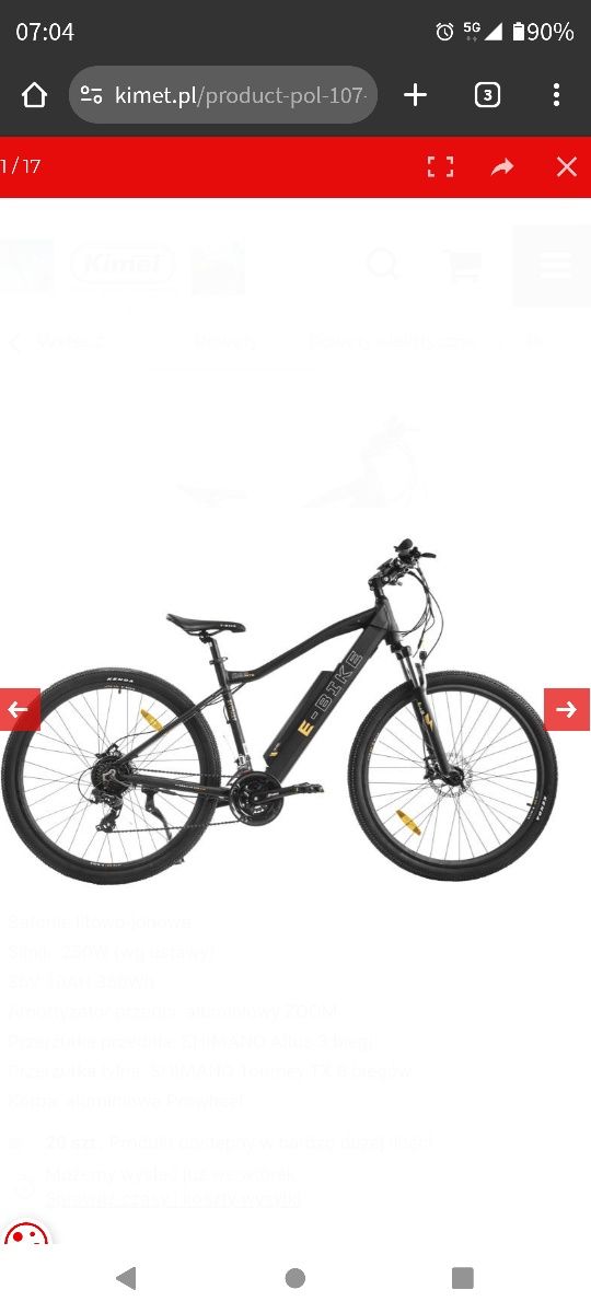 Rower elektryczny ebike sokół 29