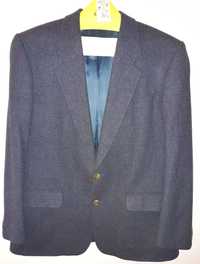 Blazer azul espinhado em pura lã virgem