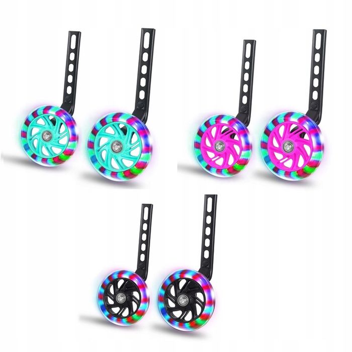 Kółka podporowe boczne do roweru 12-20 z LED uni kolorowe świecące