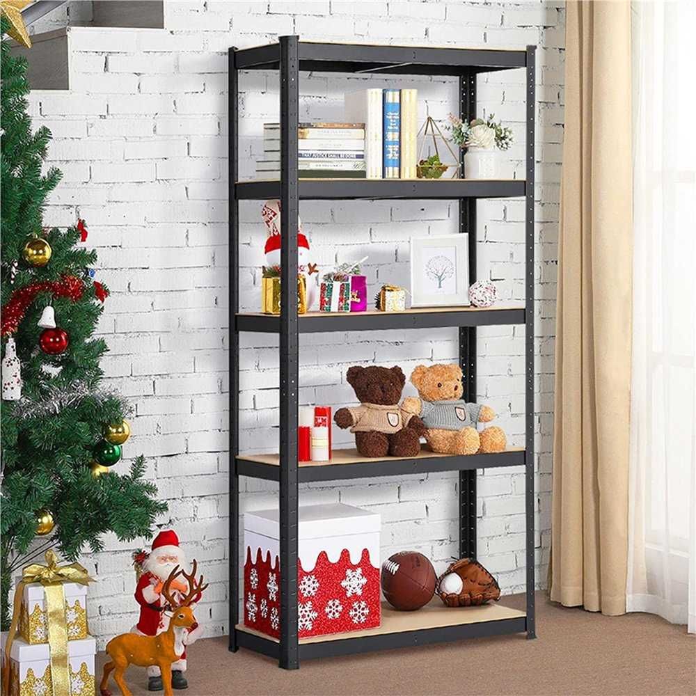 Regał magazynowy czarny do piwnicy garażu spiżarni metalowy 180x90