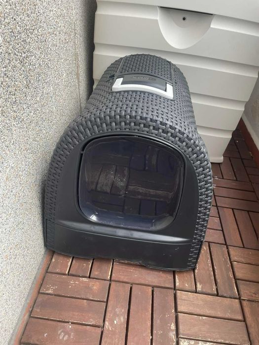 Nowoczesna kuweta dla kota kot dom zwierzęta ciemna duża rattan