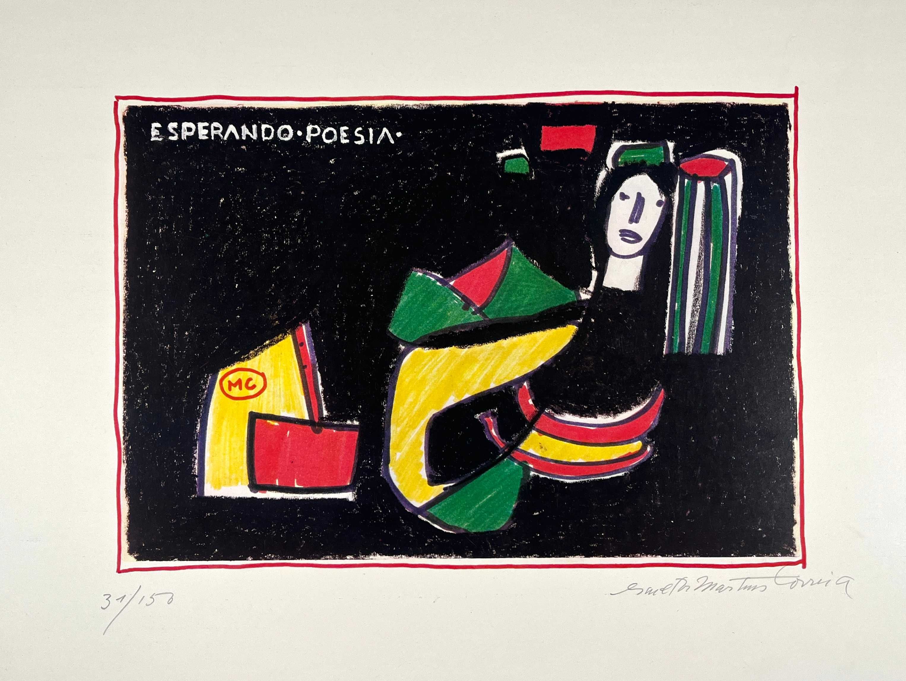 Serigrafia do escultor Martins Correia - Esperando Poesia