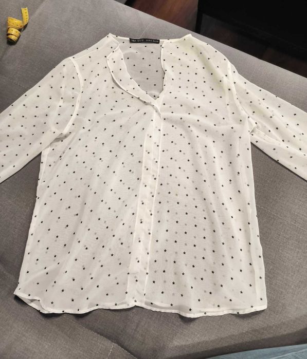 Koszula biała mgiełka Zara w gwiazdki