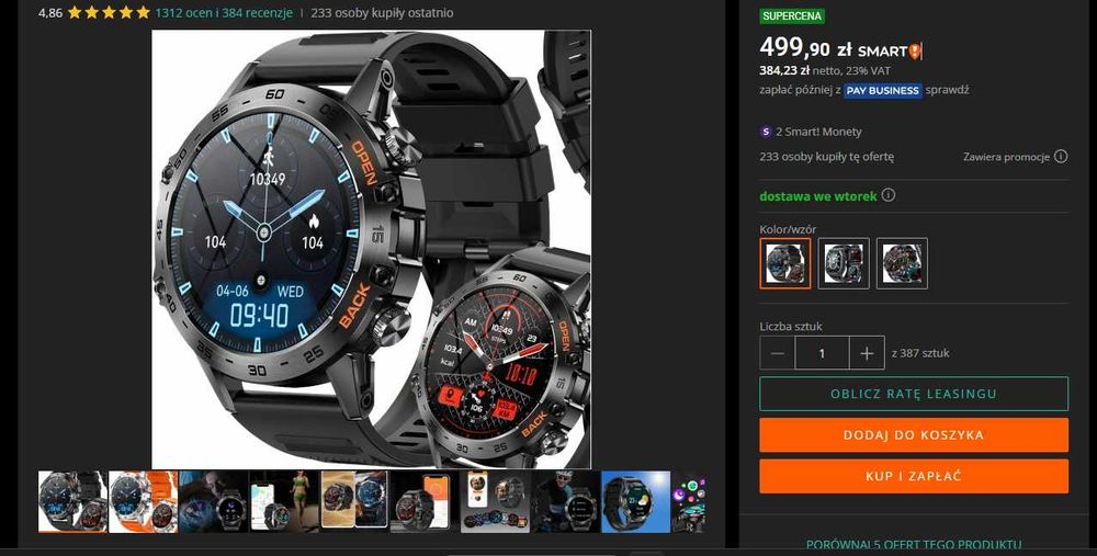 Zegarek NOWY Męski Smartwatch Profesjonalny Wodoodporny PL menu