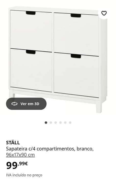Stall ikea 70€ - sapateira c 4 compartimentos branca 96x17x90