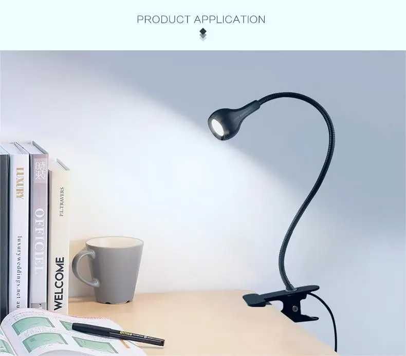 Lampa biurkowa LED elastyczna regulacja, USB.