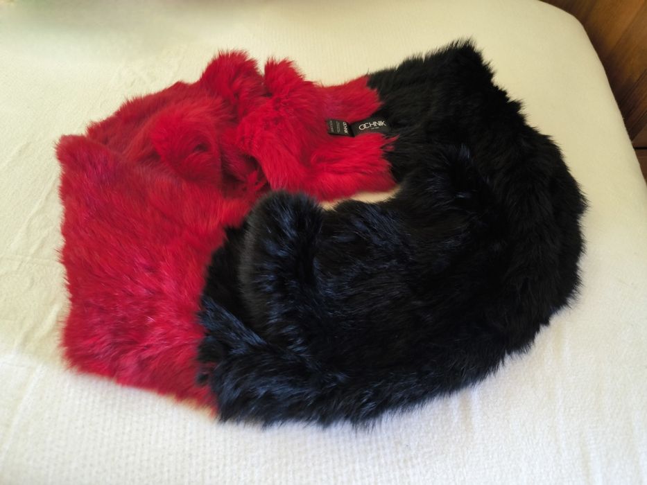 Ochnik komin szal futro naturalne królik