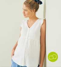 Blusa em gaze de algodão, especial gravidez e amamentação - branco cla