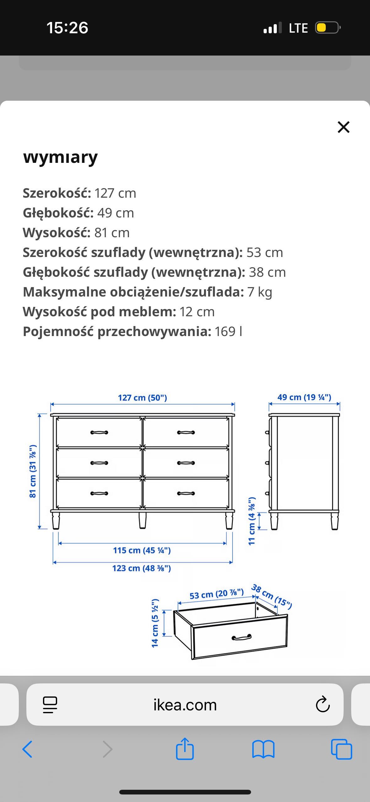 Komoda tyssedal ikea biała
