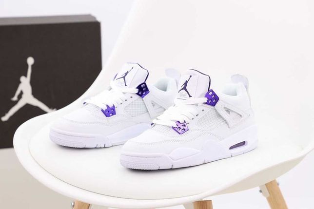 Кроссовки Nike Air Jordan 4 White/Purple | Мужские/Женские w