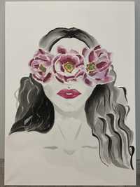 Obraz kobieta z kwiatami