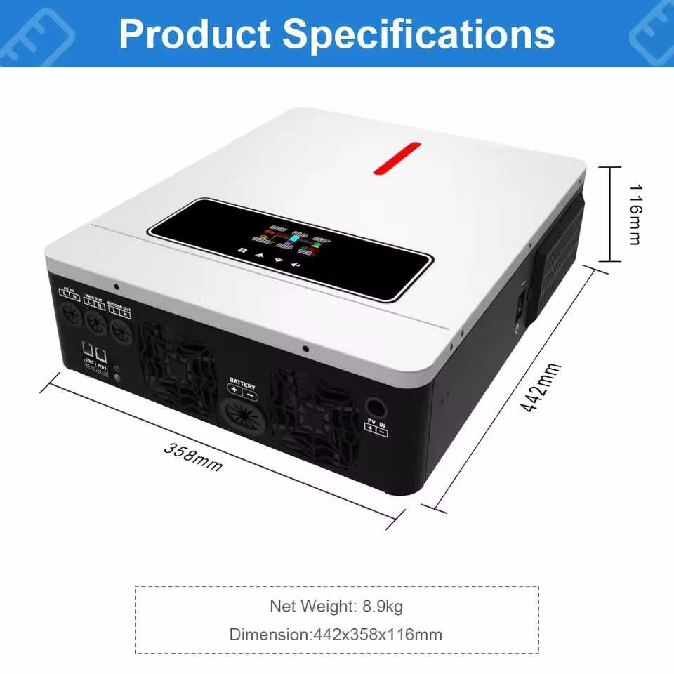 Гибридный инвертор Daxtromn 6.2KW Hybrid Solar 48V WIFI BMS, 220-240V