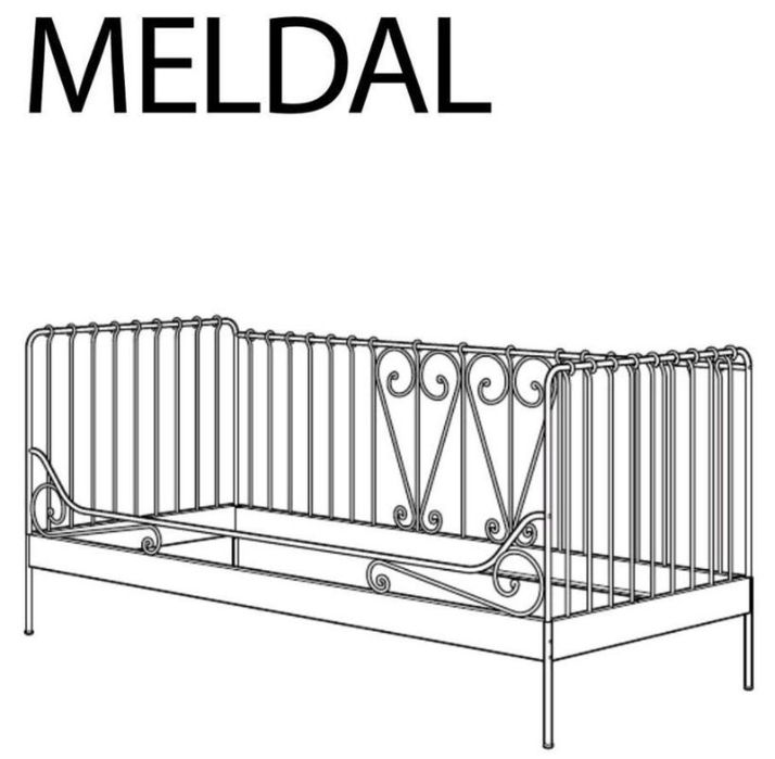 Łóżko metalowe czarne Ikea Meldal 90x200 stan bardzo dobry